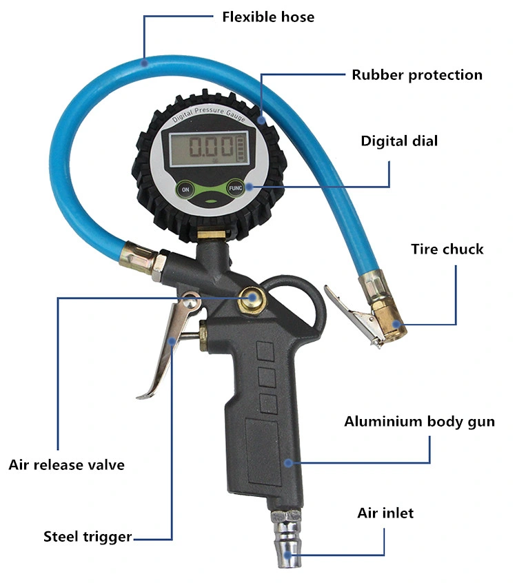 Auto Digital Type Air Tire Pressure Inflator Gun