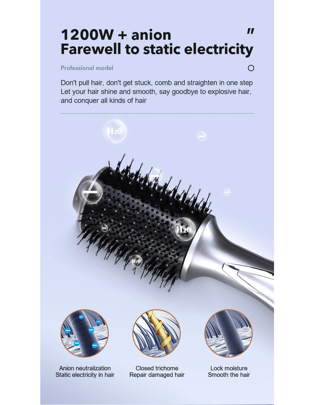 Power Wet and Dry Dual Purpose Magic Electric Hot Air Comb Multifunction Electronic Hair Straightener Combc Brush